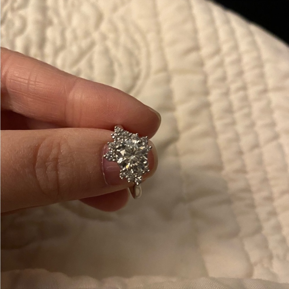 Moissanite Solitaire Ring Asymmetrical Setting - image 2